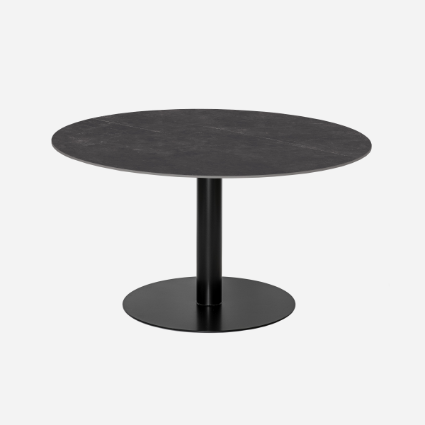 Keramische tafels Rond Giorgia nero opaco zwart marmerlook blad