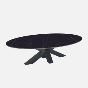 Ovale salontafel met keramisch tafelblad Nero Compratore Sorella Ovaal