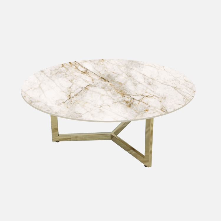 Fascinerend Slagschip aardbeving Oro Bianco Neta Goud Rond - Marmeren salontafel | Keramische tafels