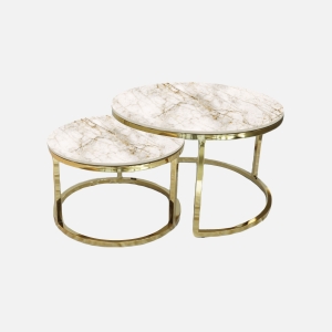 keramische salontafel set Oro Bianco Zoela Goud Rond