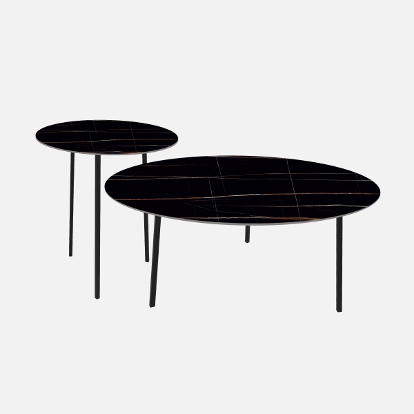Zwarte salontafels met keramiek tafelblad Nero Compratore Extra Rosia Rond