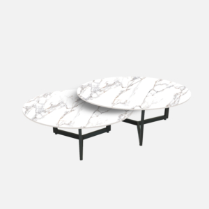 Set van twee ronde keramische salontafels