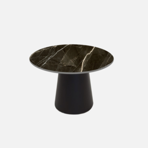 Marmeren salontafel met keramisch zwart rond tafelblad