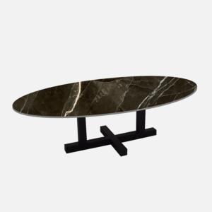 Marmerlook ovale salontafel zwart