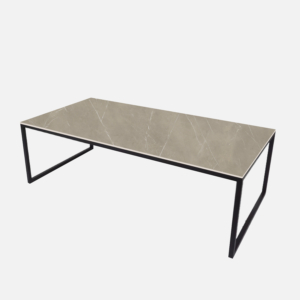 Rechte keramische salontafel met grijs blad