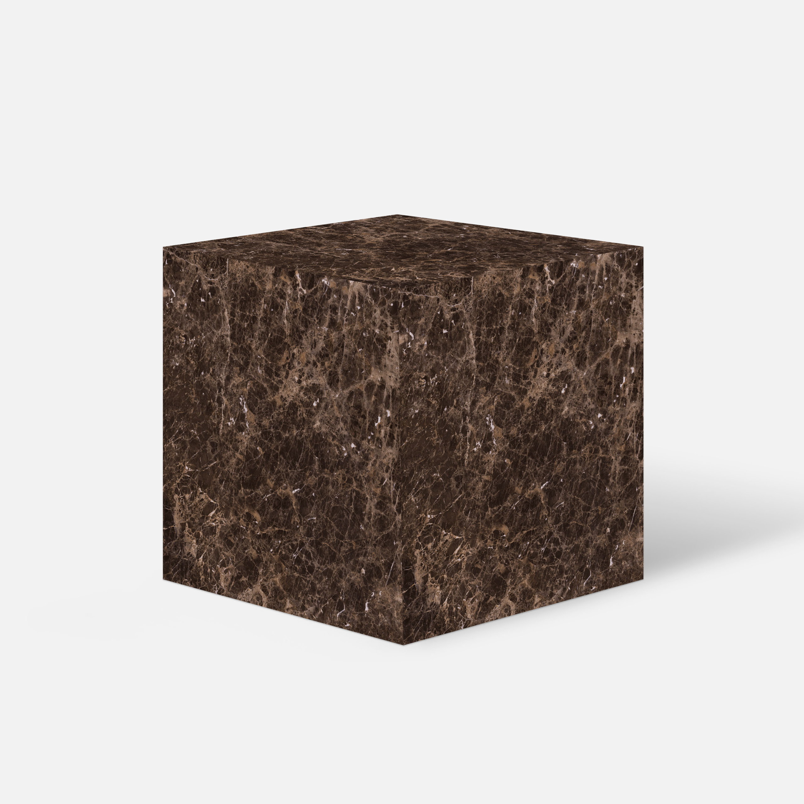 Bruine vierkante kubus salontafel of bijzettafel van keramiek