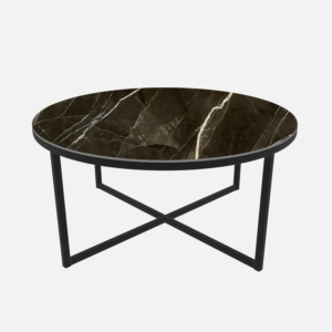 Keramische ronde salontafel met zwart blad