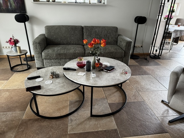 keramische marmerlook eettafel salontafel en bijzettafel